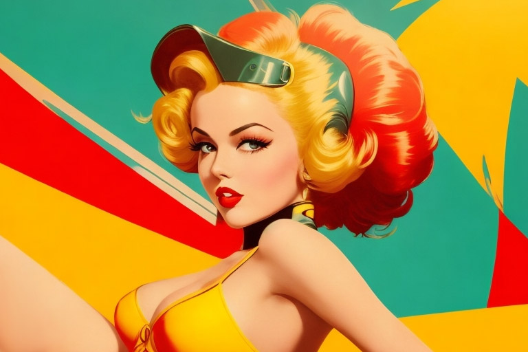 Chica retro con colores vintage